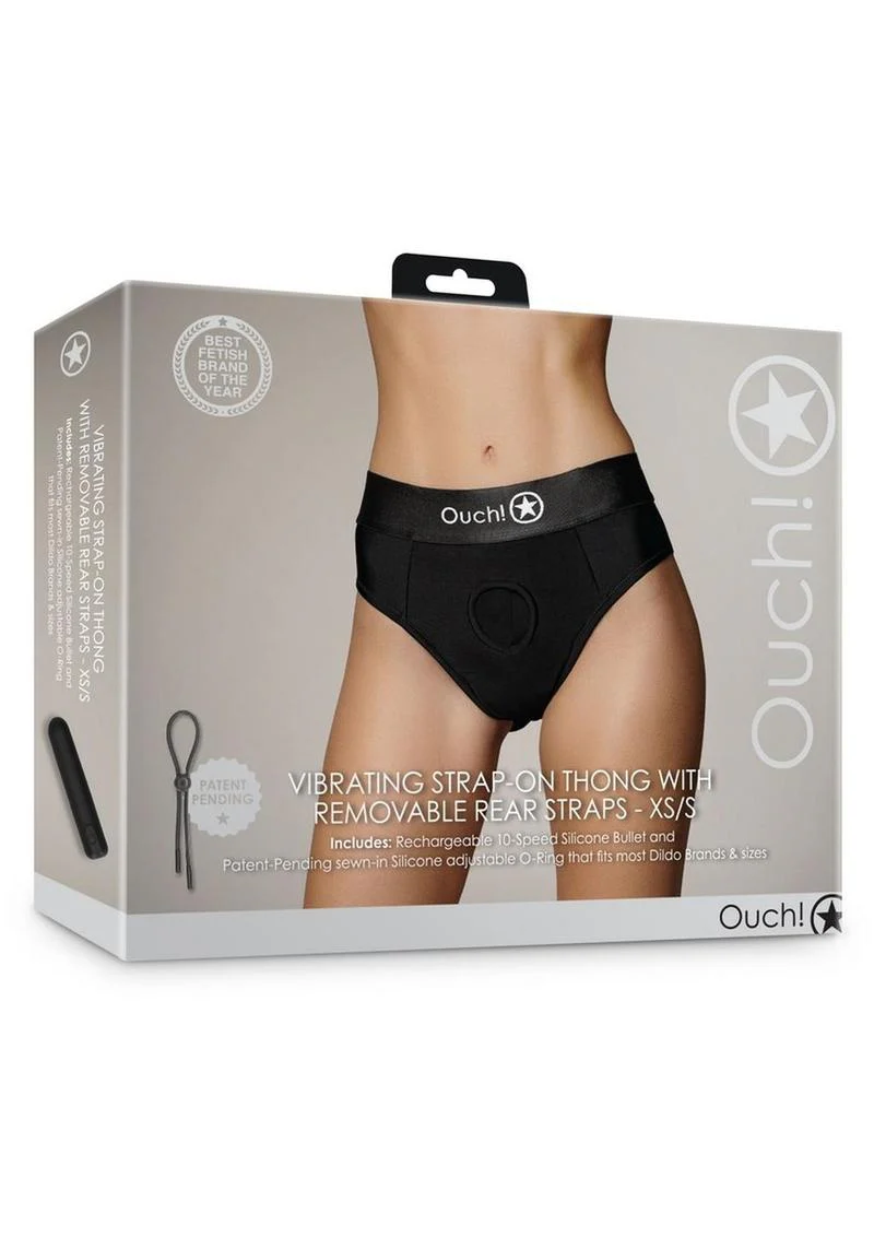 Ouch! Vibrating Strap-On Thong with Removable Butt Straps Rechargeable - Image 4