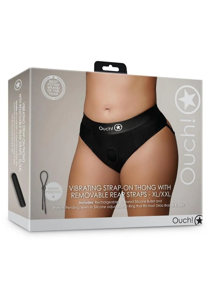 Ouch! Vibrating Strap-On Thong with Removable Butt Straps Rechargeable - Image 7