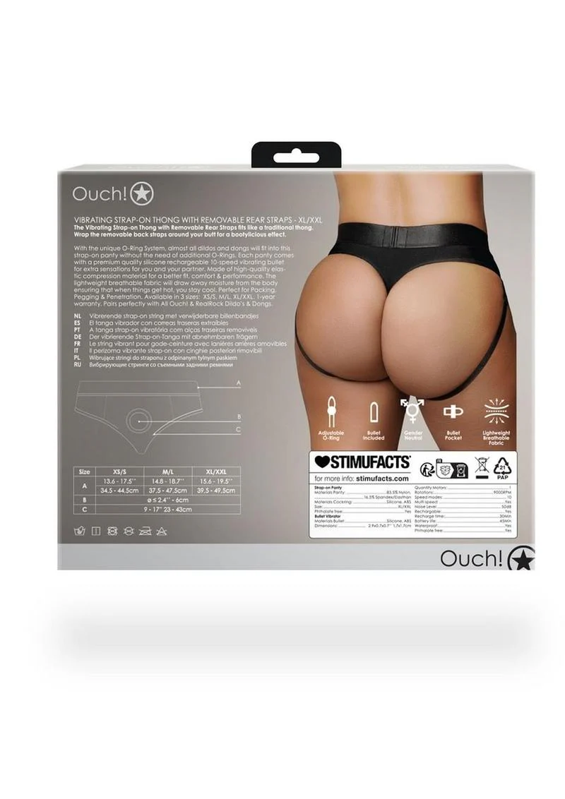 Ouch! Vibrating Strap-On Thong with Removable Butt Straps Rechargeable - Image 9