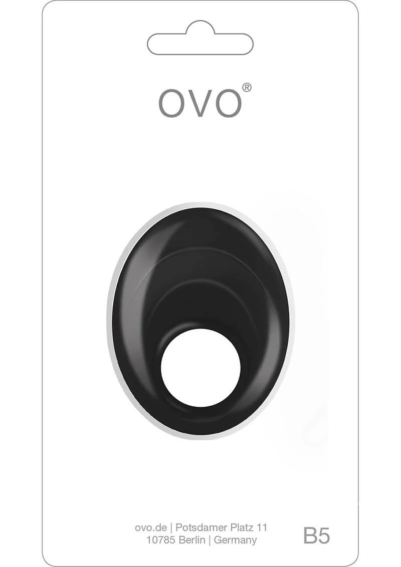 OVO B5 Silicone Cock Ring Waterproof - Black/Chrome - Image 2