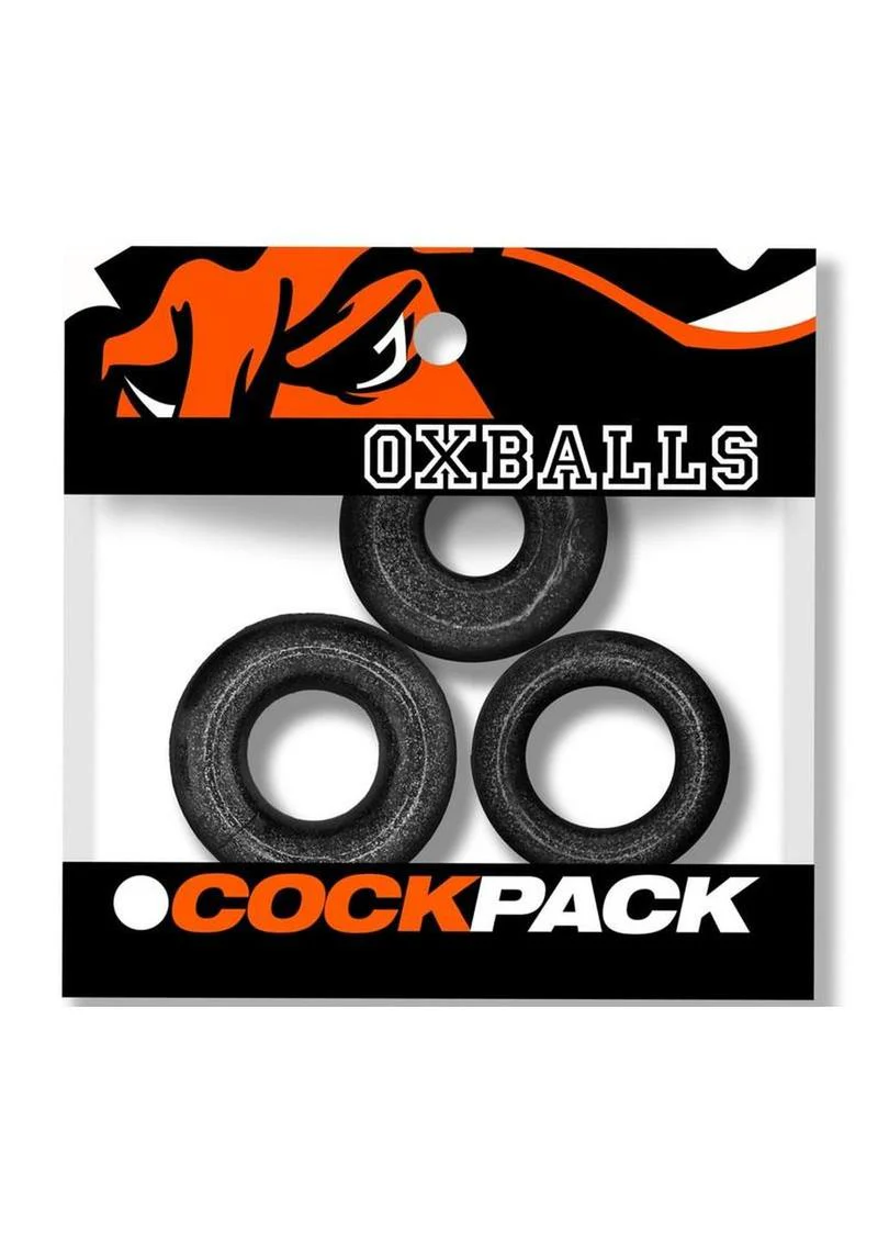 Oxballs Cockpack Multi Design Cockrings (3 Pack) - Black Mica - Image 2