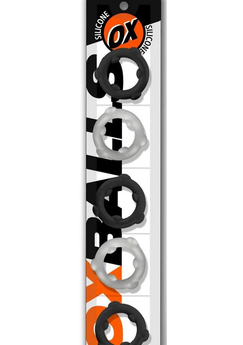 Oxballs Gearheads Silicone Spinner Cock Rings (5 Pack) - Black/Vapor - Image 2