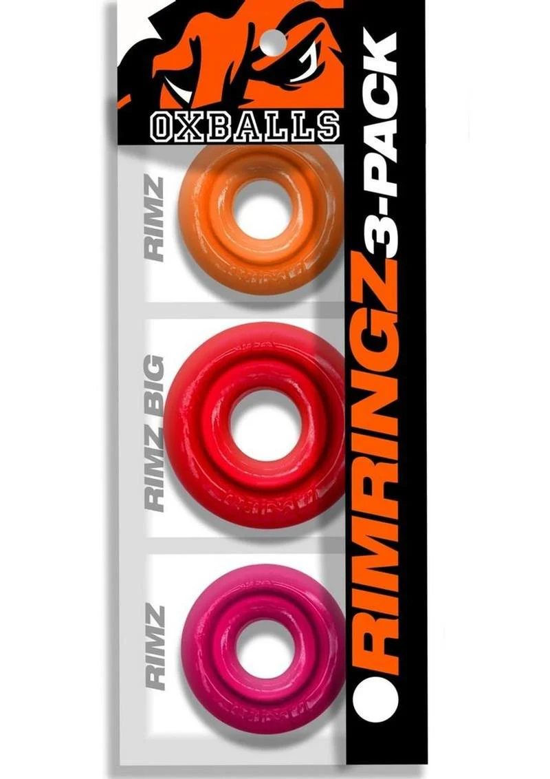 Oxballs Rimringz Multi Size Cock Rings (3 Pack) - Fire Hots - Image 2