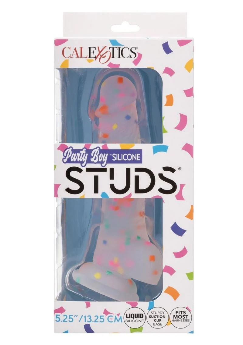 Party Boy Silicone Studs Dong with Suction Cup 5.25in Insert - Image 2