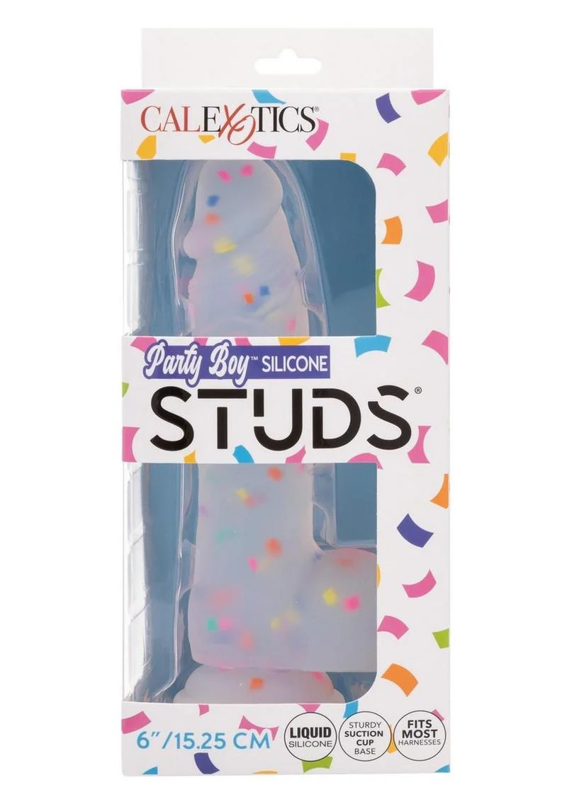 Party Boy Silicone Studs Dong with Suction Cup 6in Insert - Image 2