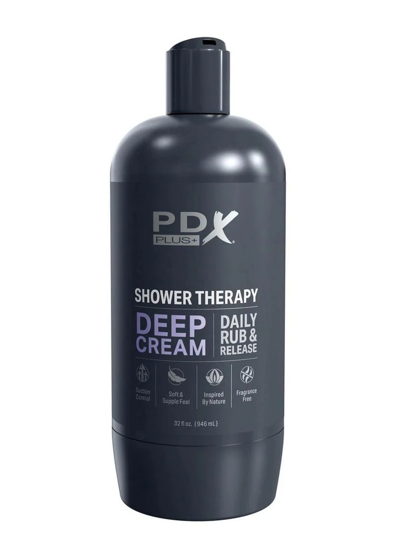 Pdx Plus Shower Therapy Deep Cream Discreet Stroker - Frosted
