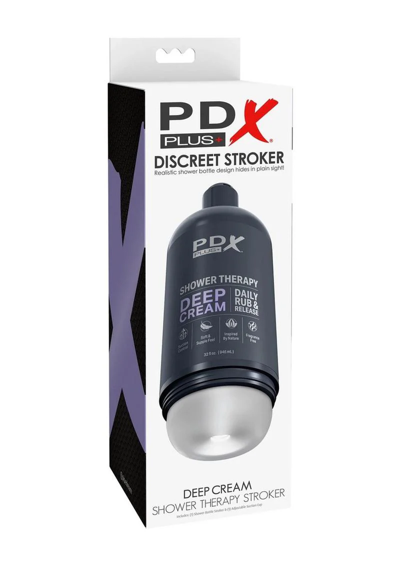 Pdx Plus Shower Therapy Deep Cream Discreet Stroker - Frosted - Image 2