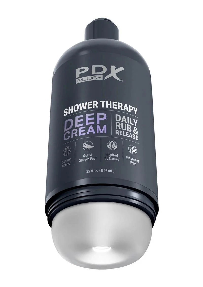 Pdx Plus Shower Therapy Deep Cream Discreet Stroker - Frosted - Image 3