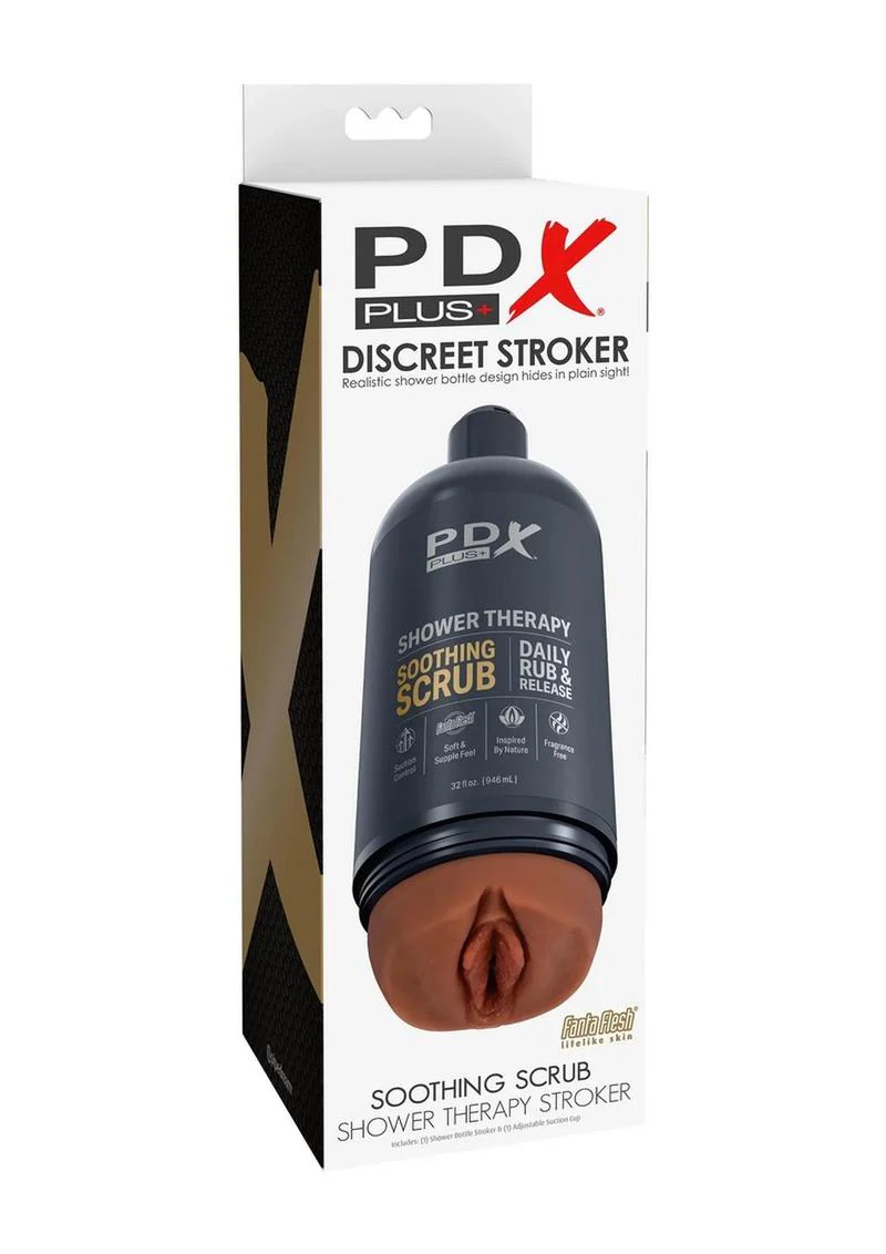 Pdx Plus Shower Therapy Soothing Scrub Discreet Stroker - Chocolate - Image 2