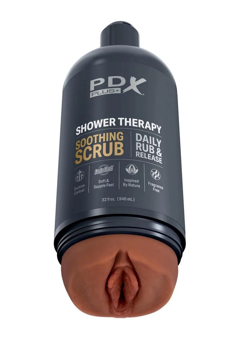 Pdx Plus Shower Therapy Soothing Scrub Discreet Stroker - Chocolate - Image 3