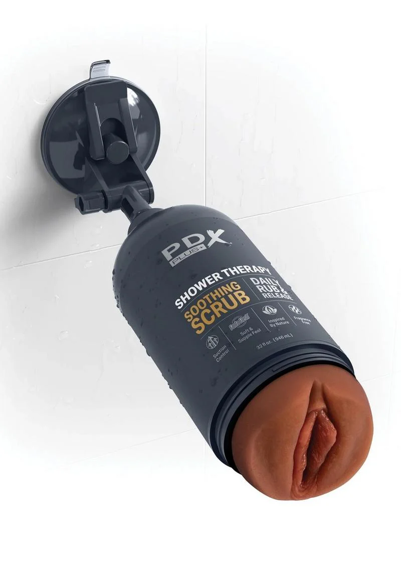 Pdx Plus Shower Therapy Soothing Scrub Discreet Stroker - Chocolate - Image 4