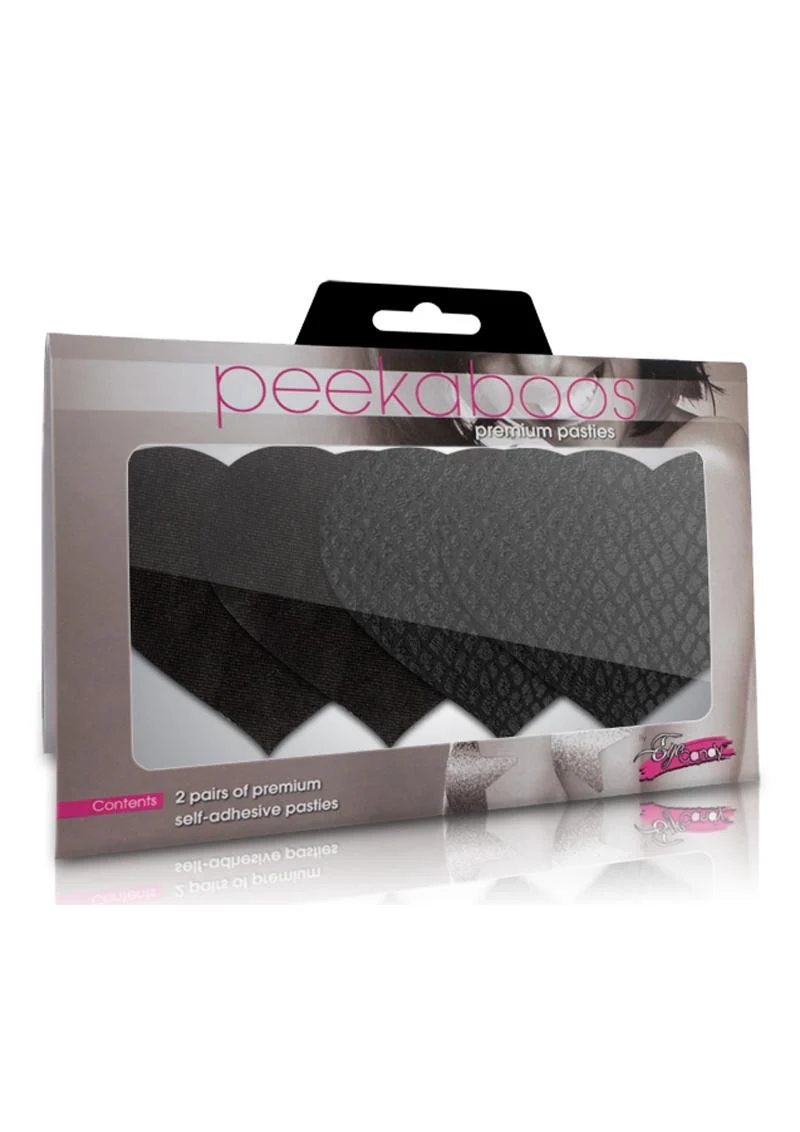 Peekaboo Classic Black Hearts Pasties - Image 2