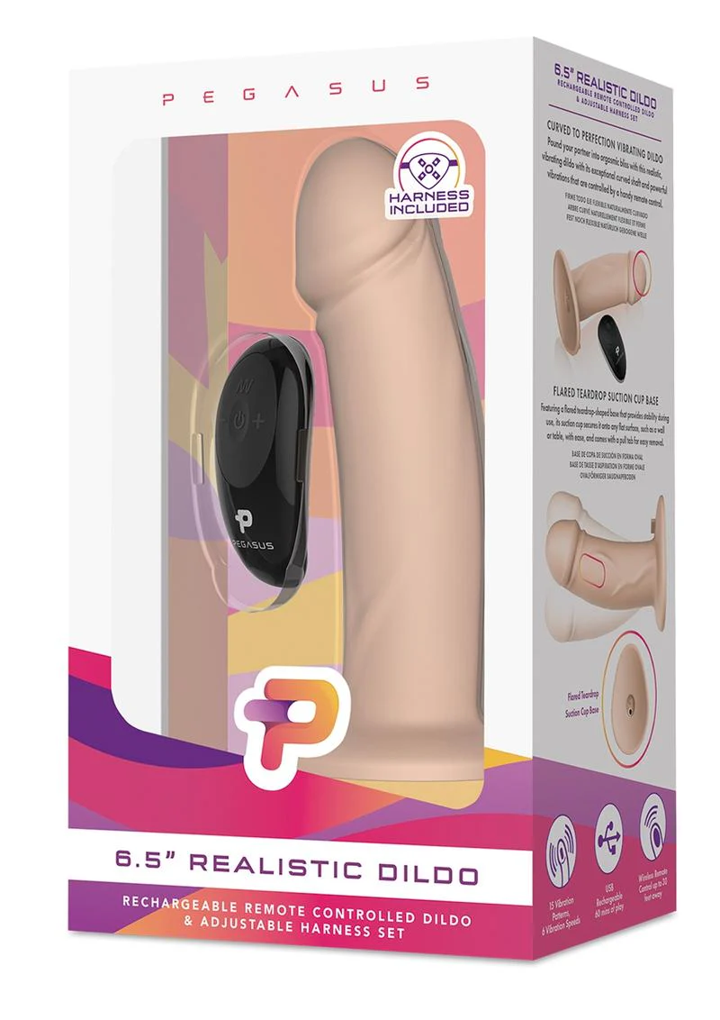 Pegasus Realistic Silicone Rechargeable Dildo with Remote Control and Adjustable Harness - Image 3