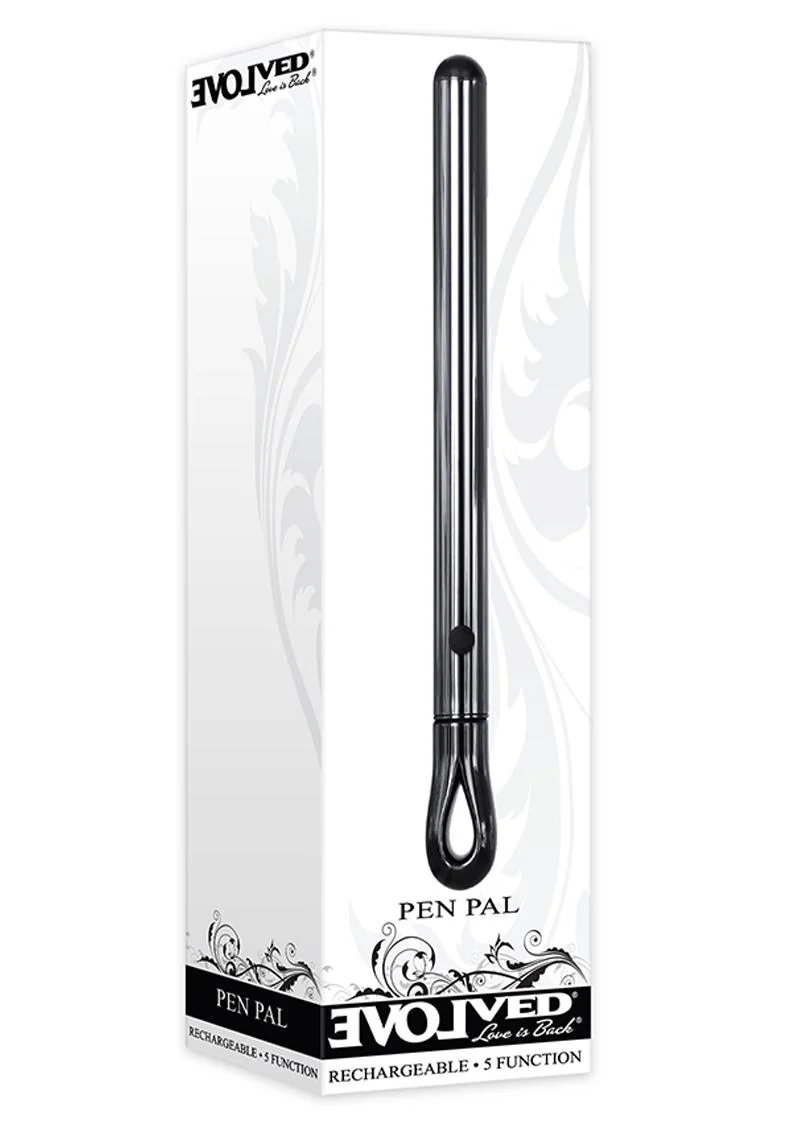 Pen Pal Rechargeable Compact Stainless Steel Vibrator - Black Chrome - Image 2