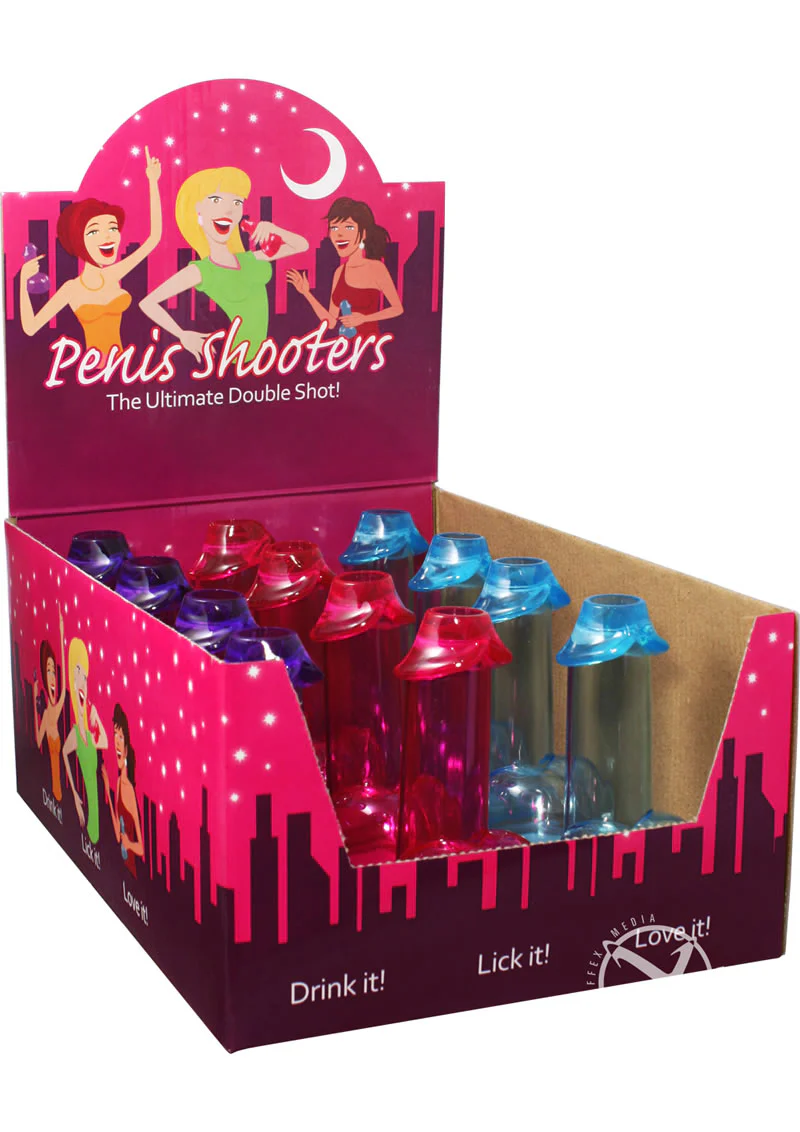 Penis Shooters Double Shot Glasses - Assorted Colors Counter - Image 2