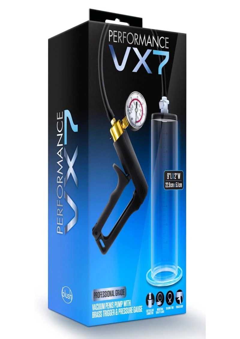 Performance Vx7 Vacuum Penis Pump with Brass Trigger and Pressure Gauge - Image 2