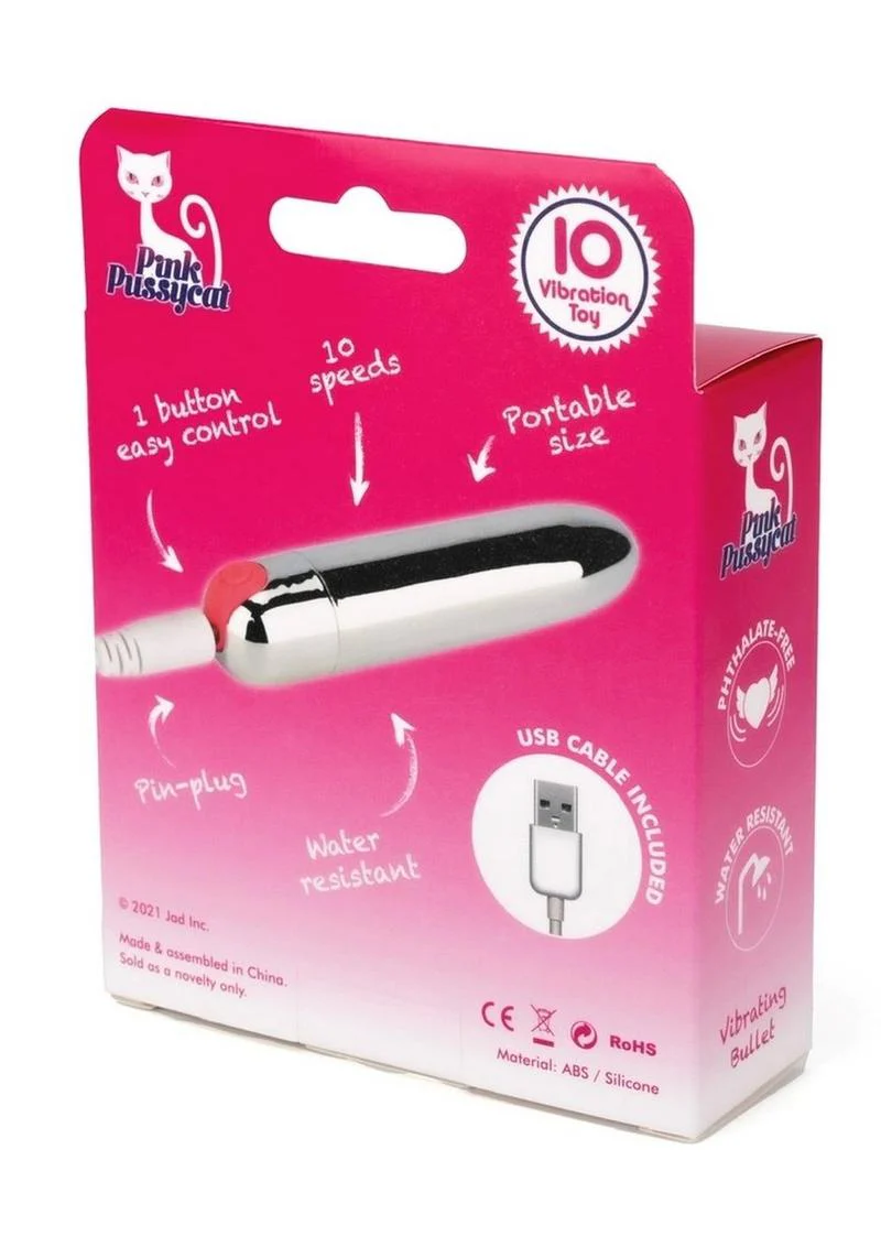 Pink Pussycat Rechargeable Vibrating Bullet - Image 4