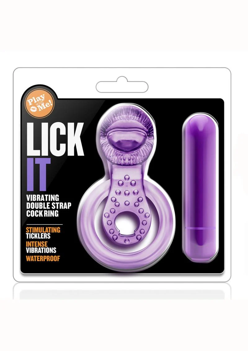 Play with Me Lick It Vibrating Double Strap Cock Ring - Image 2