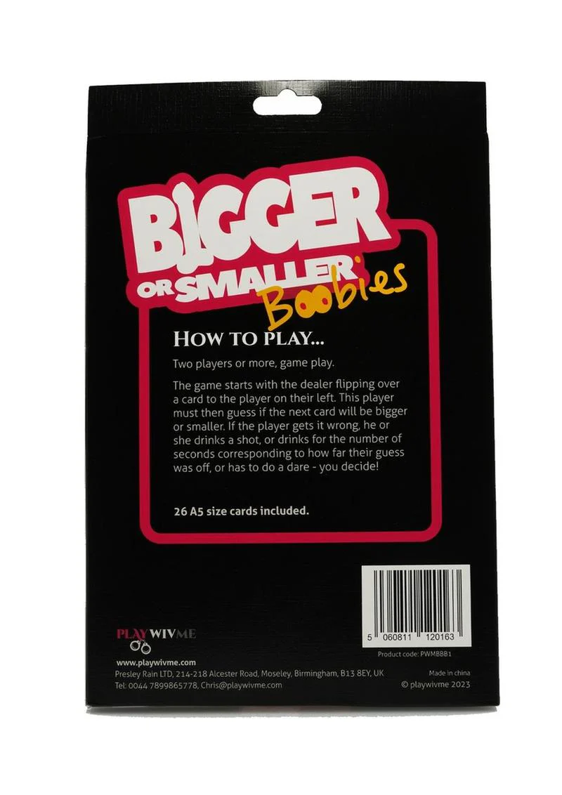 Play Wiv Me Bigger Or Smaller Boobs Card Game - Image 3