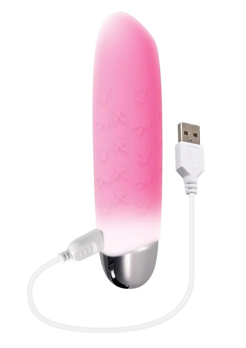 Playboy Bunnies On Parade Rechargeable Silicone Vibrator with Clitoral Stimulator - Image 4