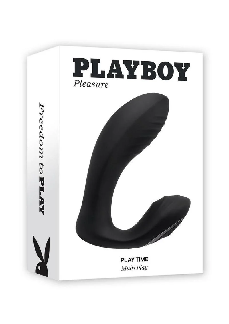 Playboy Play Time Rechargeable Silicone Dual Vibrator with Clitoral Stimulator - Image 2