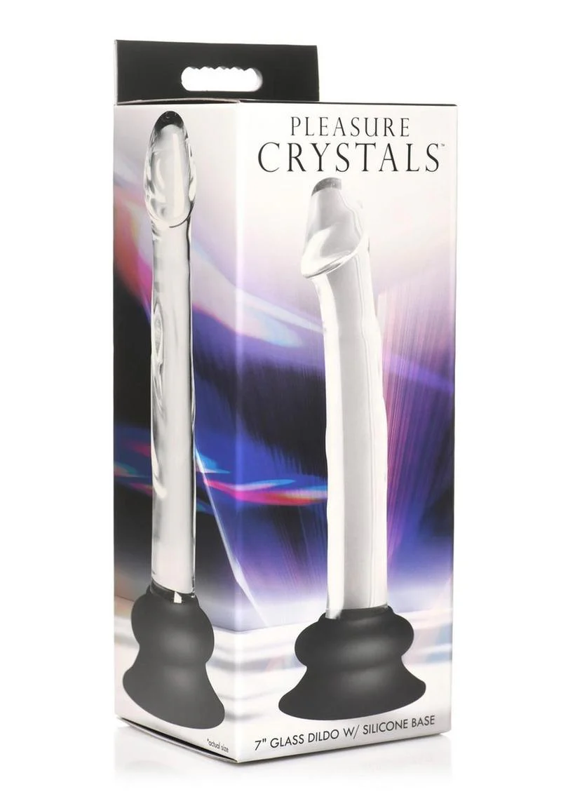 Pleasure Crystals Glass Dildo with Silicone Base - Image 4