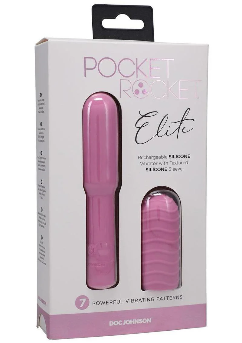 Pocket Rocket Elite Silicone Rechargeable Mini Vibrator with Removable Sleeve - Image 4