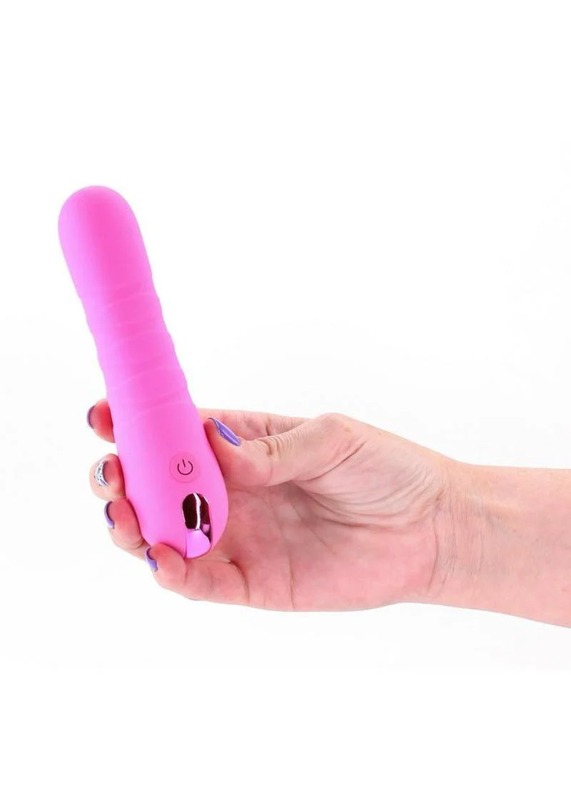 Pretty In Pink Crush Rechargeable Silicone Compact Thrusting Vibrator - Image 3