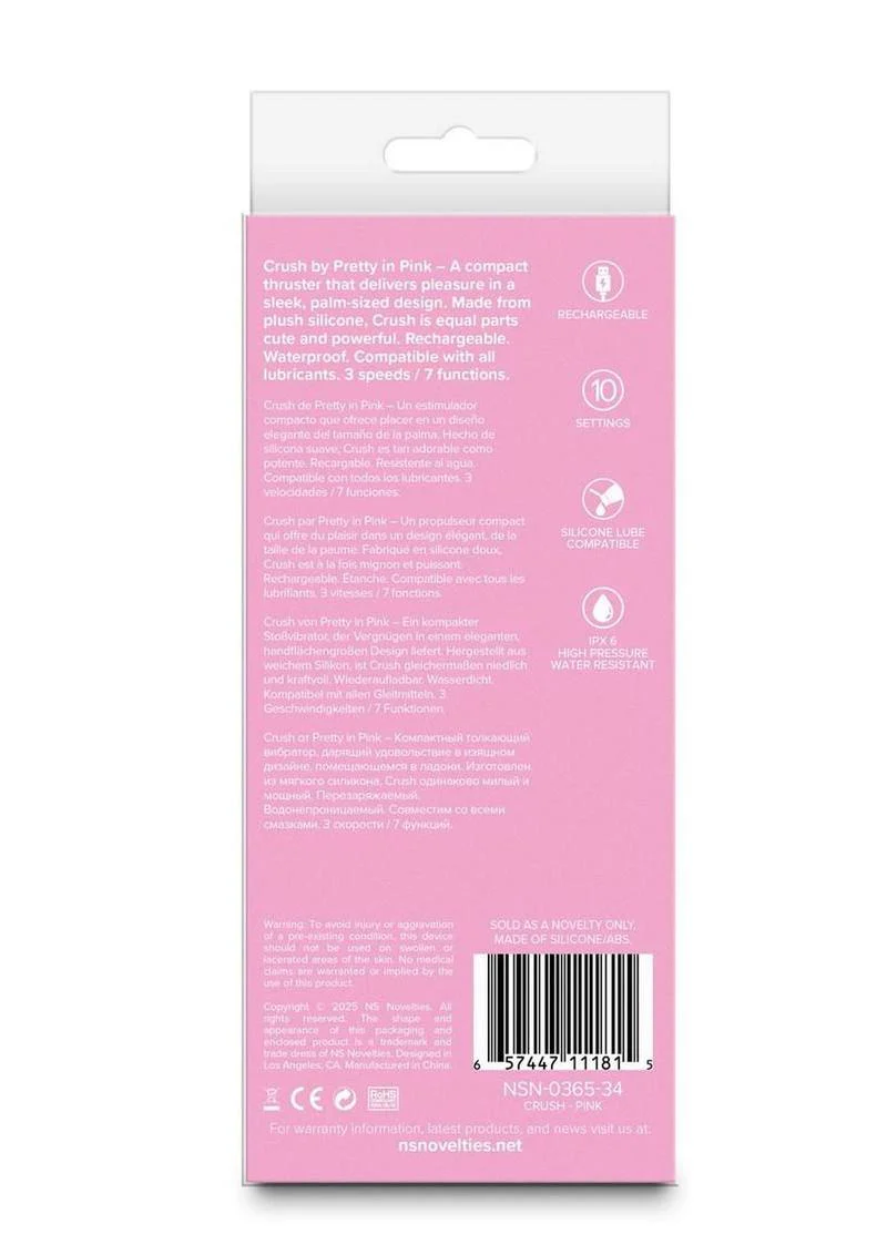 Pretty In Pink Crush Rechargeable Silicone Compact Thrusting Vibrator - Image 4