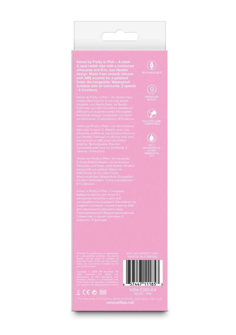 Pretty In Pink Velvet Rechargeable Silicone G-Spot Rabbit Vibrator - Image 4