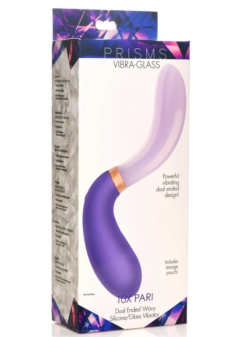 Prisms Vibra-Glass 10x Pari Duel End Wavy Rechargeable Silicone/Glass Vibrating Dildo - Image 2