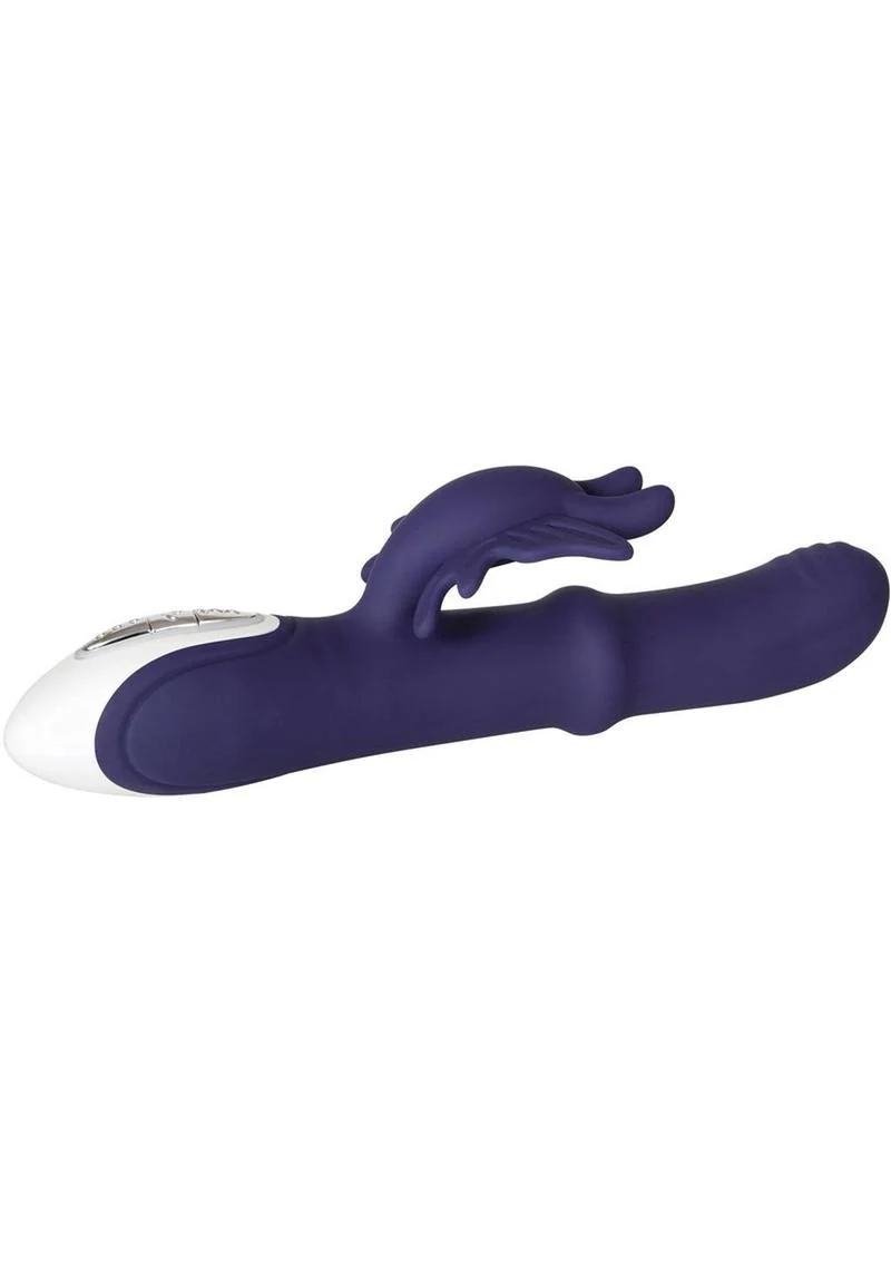 Put A Ring On It Rechargeable Silicone Vibrator with Sliding Shaft Ring - Image 3