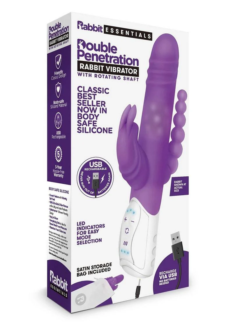 Rabbit Essential Silicone Rechargeable Double Penetration Rabbit Vibrator - Image 3