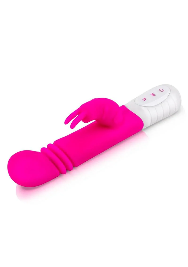 Rabbit Essentials Silicone Rechargeable Slim Shaft Thrusting G-Spot Rabbit Vibrator - Image 2