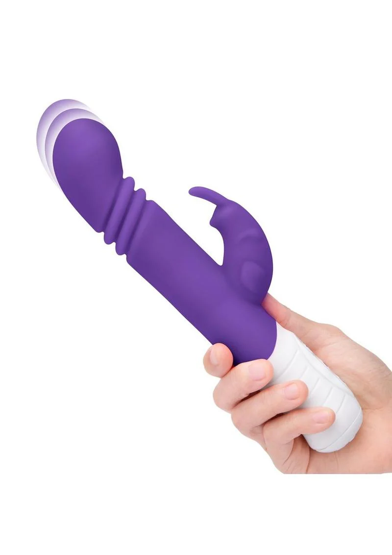 Rabbit Essentials Silicone Rechargeable Slim Shaft Thrusting G-Spot Rabbit Vibrator - Image 4