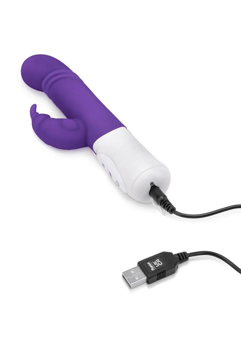Rabbit Essentials Silicone Rechargeable Slim Shaft Thrusting G-Spot Rabbit Vibrator - Image 5
