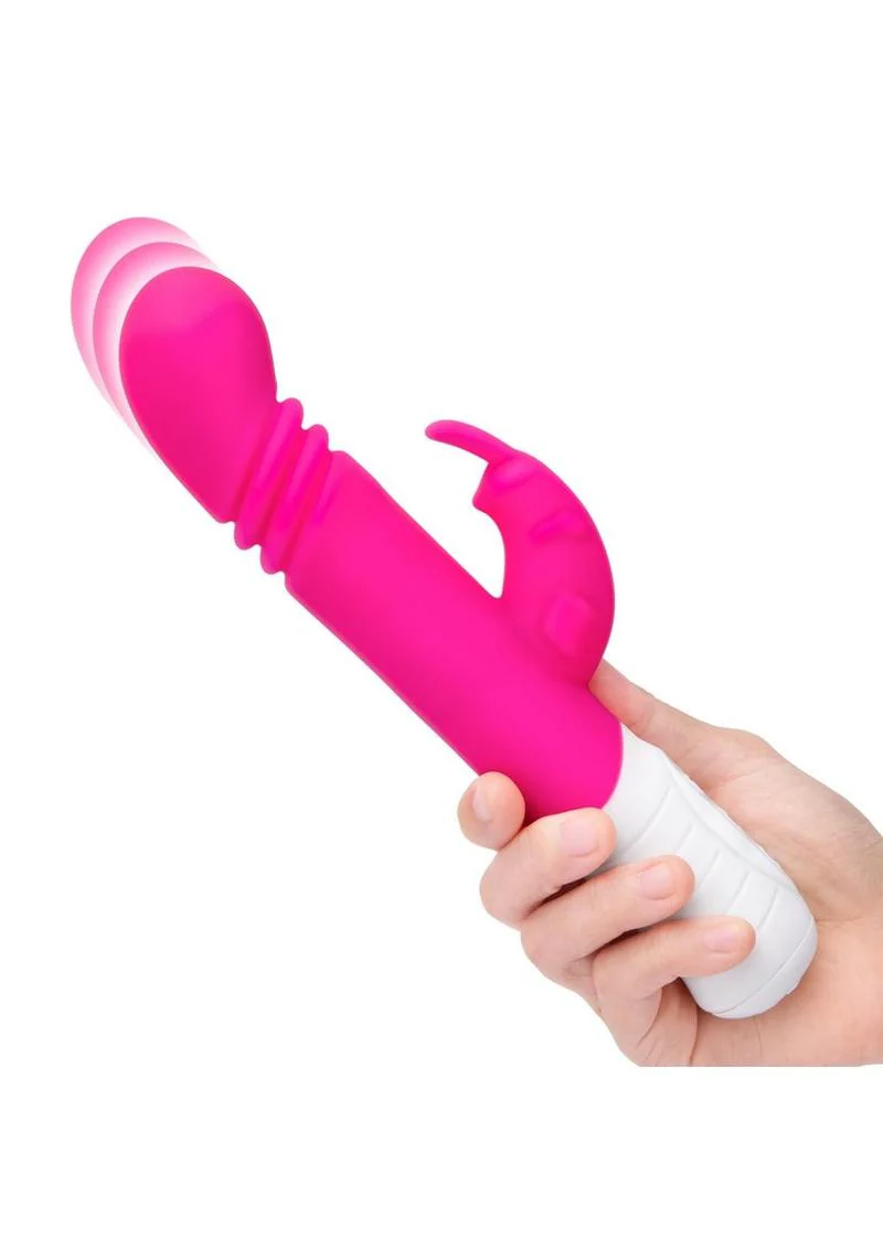 Rabbit Essentials Silicone Rechargeable Slim Shaft Thrusting G-Spot Rabbit Vibrator - Image 7