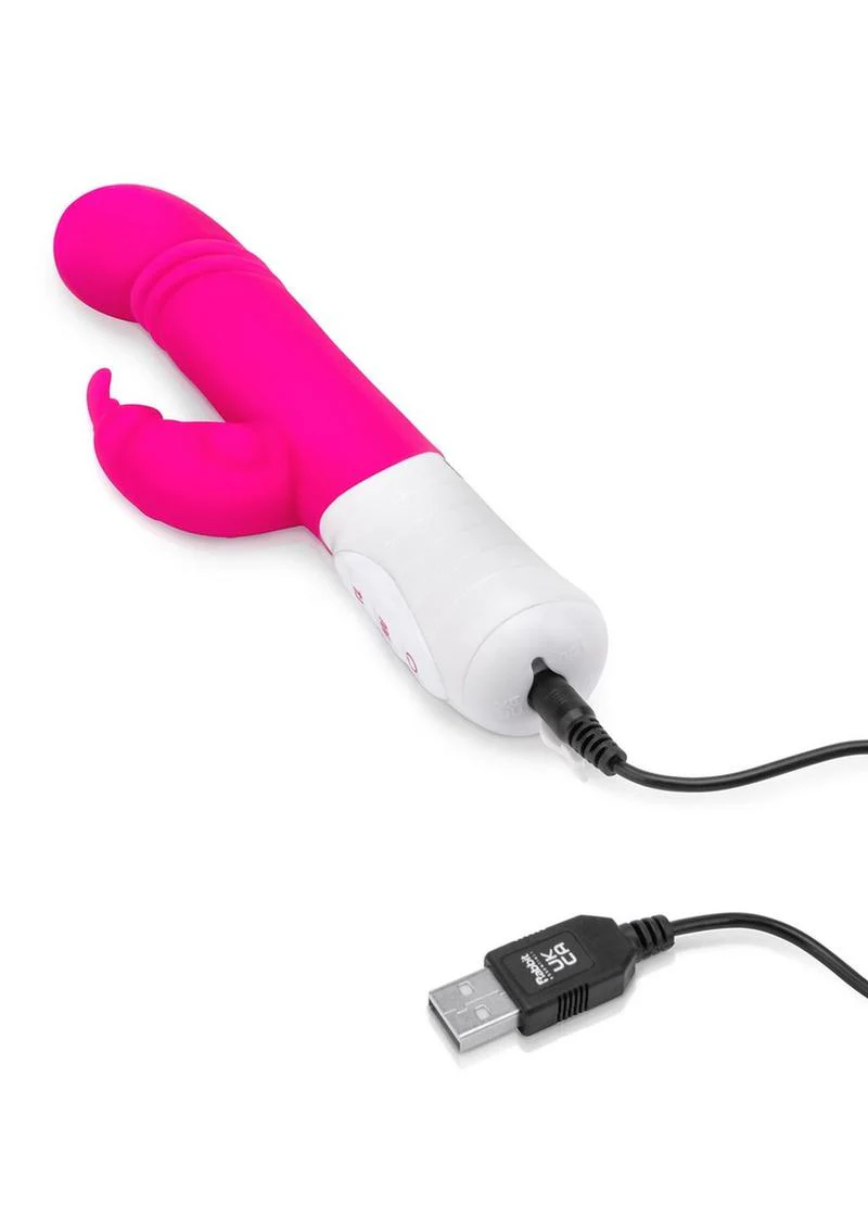 Rabbit Essentials Silicone Rechargeable Slim Shaft Thrusting G-Spot Rabbit Vibrator - Image 8