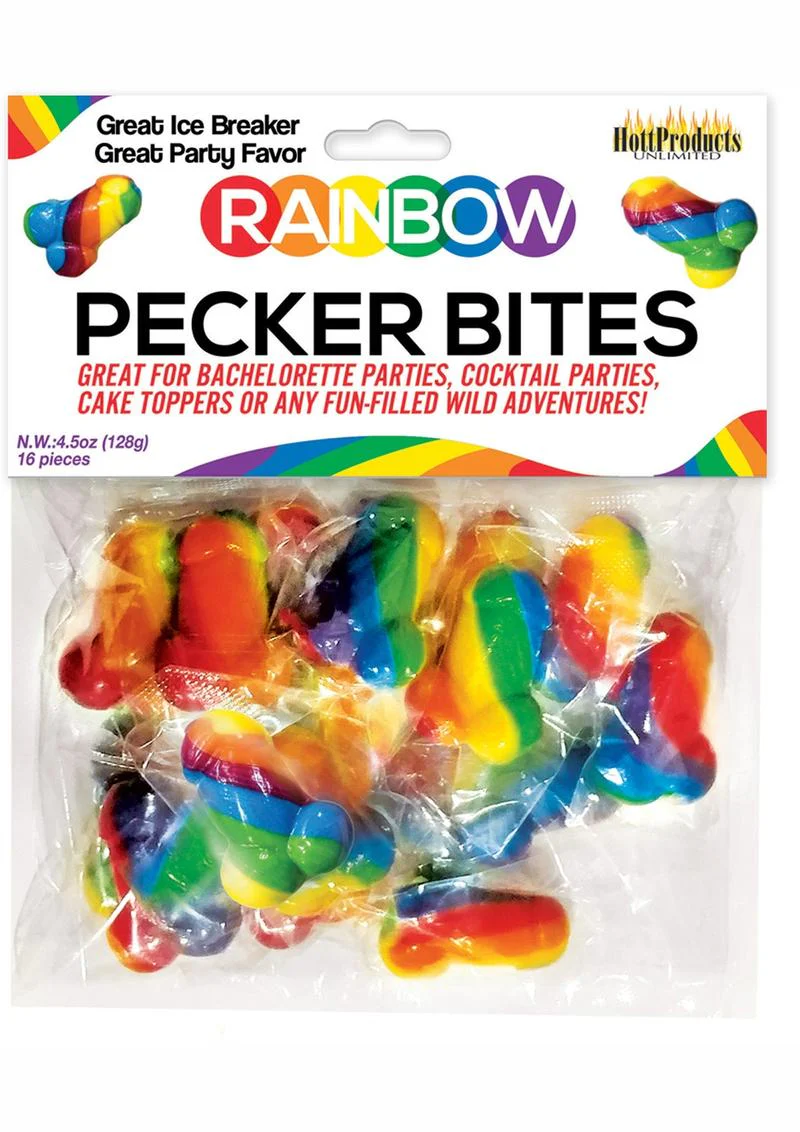 Rainbow Pecker Bites Hard Candy Fruit Flavor 16 Wrapped - Image 2