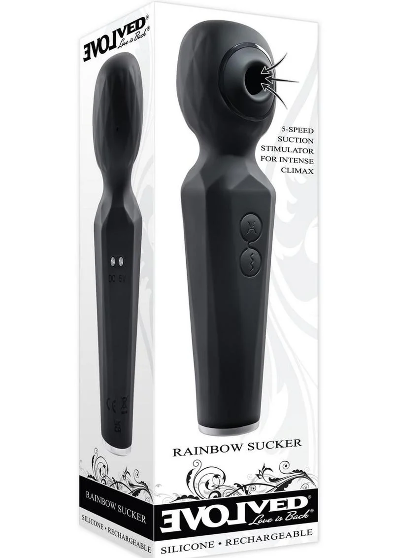 Rainbow Sucker Rechargeable Silicone Wand Vibrator - Image 2