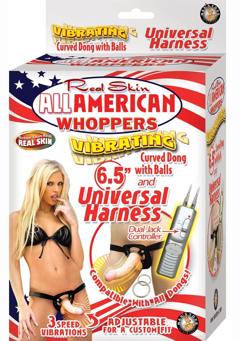 Real Skin All American Whoppers Vibrating Dildo with Universal Harness - Image 4