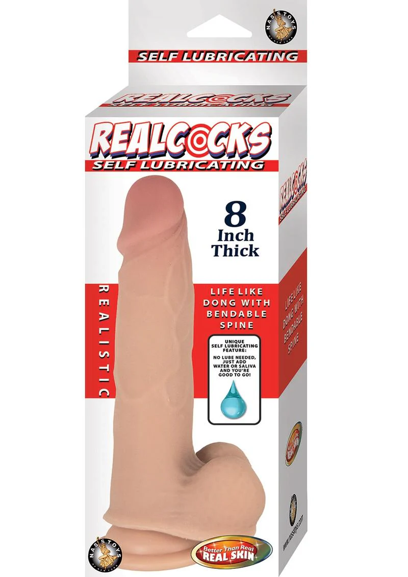 Realcocks Self Lubricating Bendable Thick Dildo with Balls - Image 2