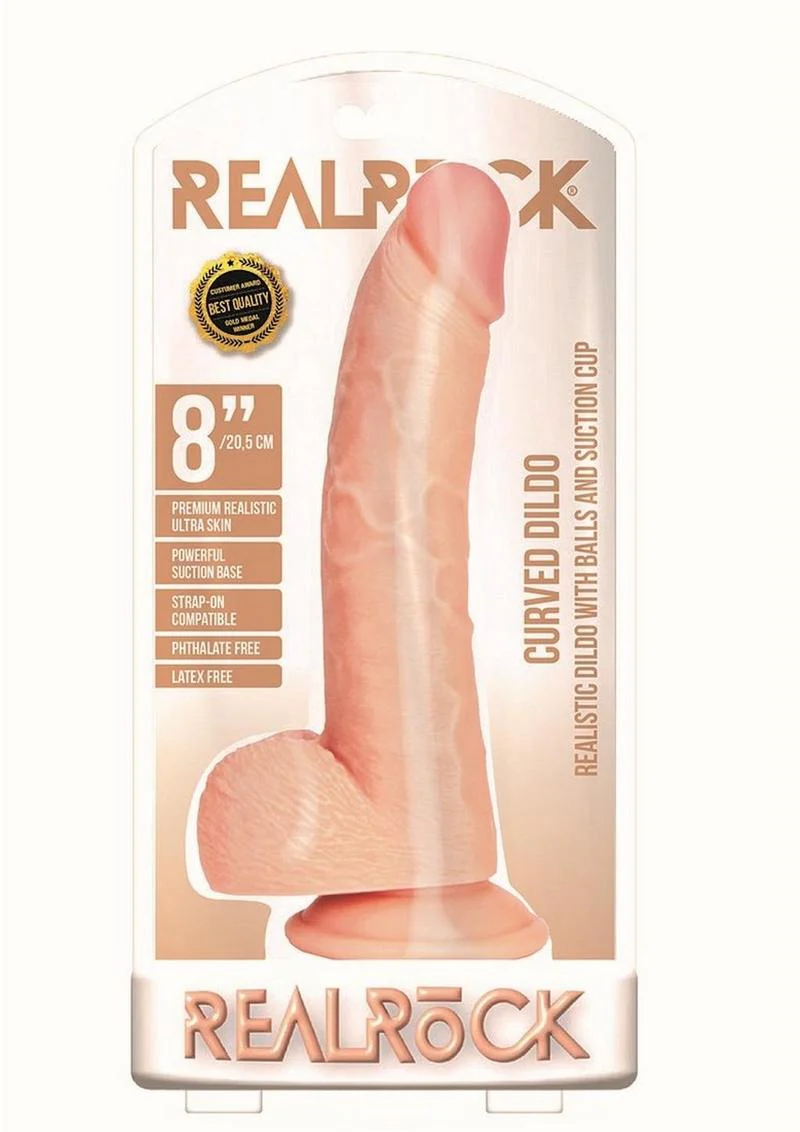 Realrock Curved Realistic Dildo with Balls and Suction Cup - Image 14