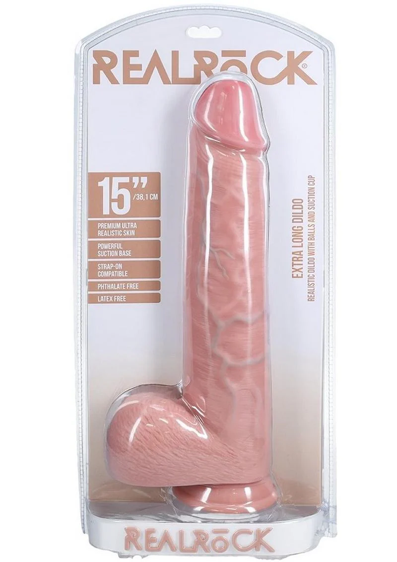 Realrock Ultra Realistic Skin Extra Large Straight Dildo with Balls and Suction Cup - Image 7