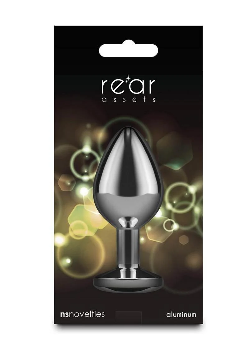 Rear Assets Silver Anal Plug - Medium - Yellow Gem - Image 4