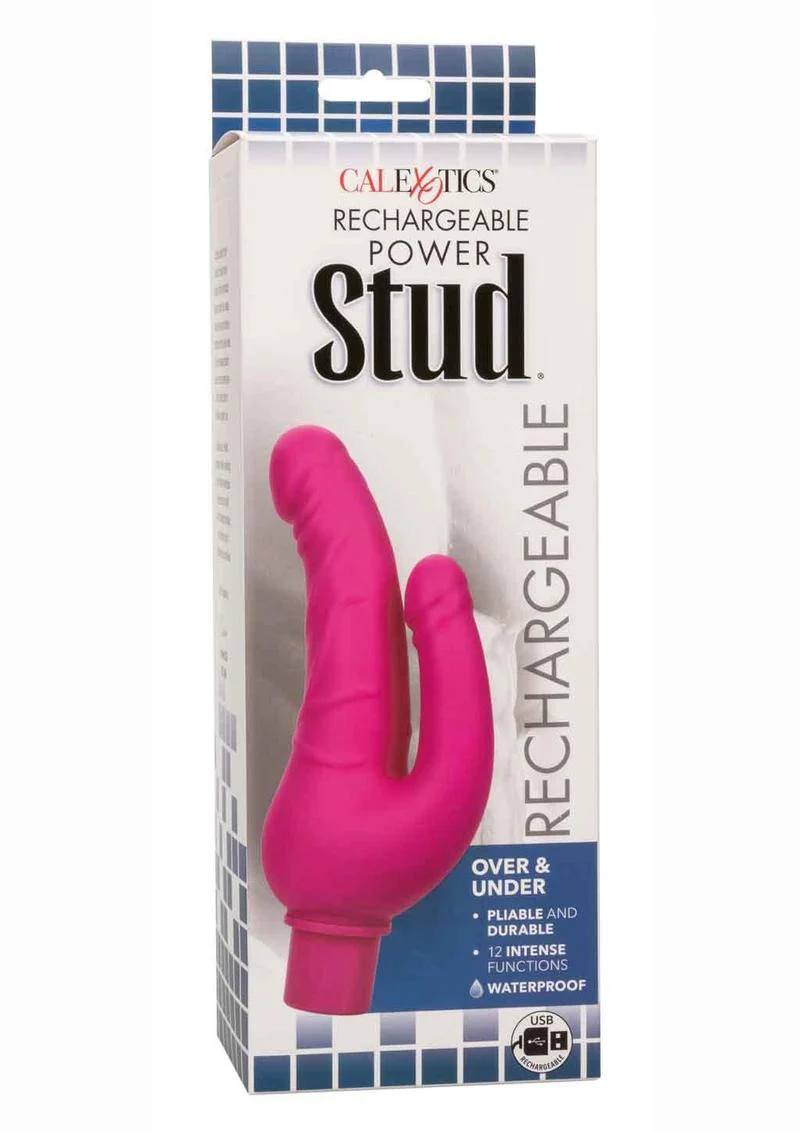 Rechargeable Power Stud Over and Under Silicone Vibrating Double Dong - Image 7