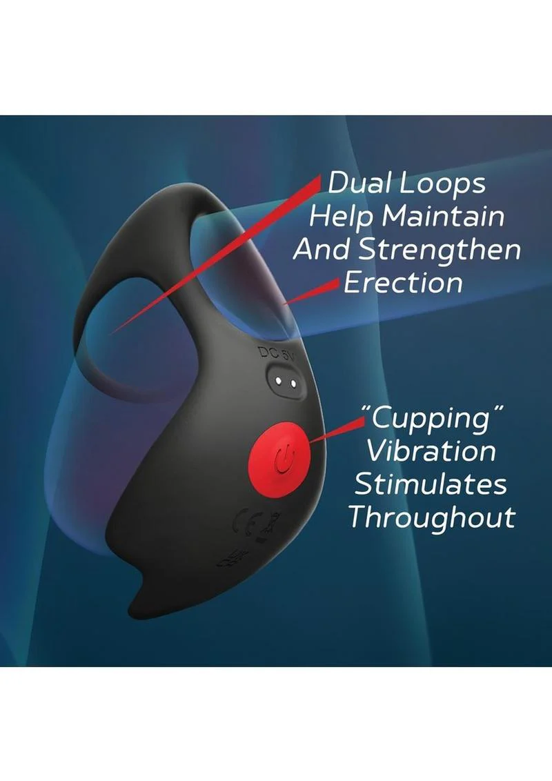 Red Dot Silicone Rechargeable Vibrating Cock Ring with Controller V3 - Image 3
