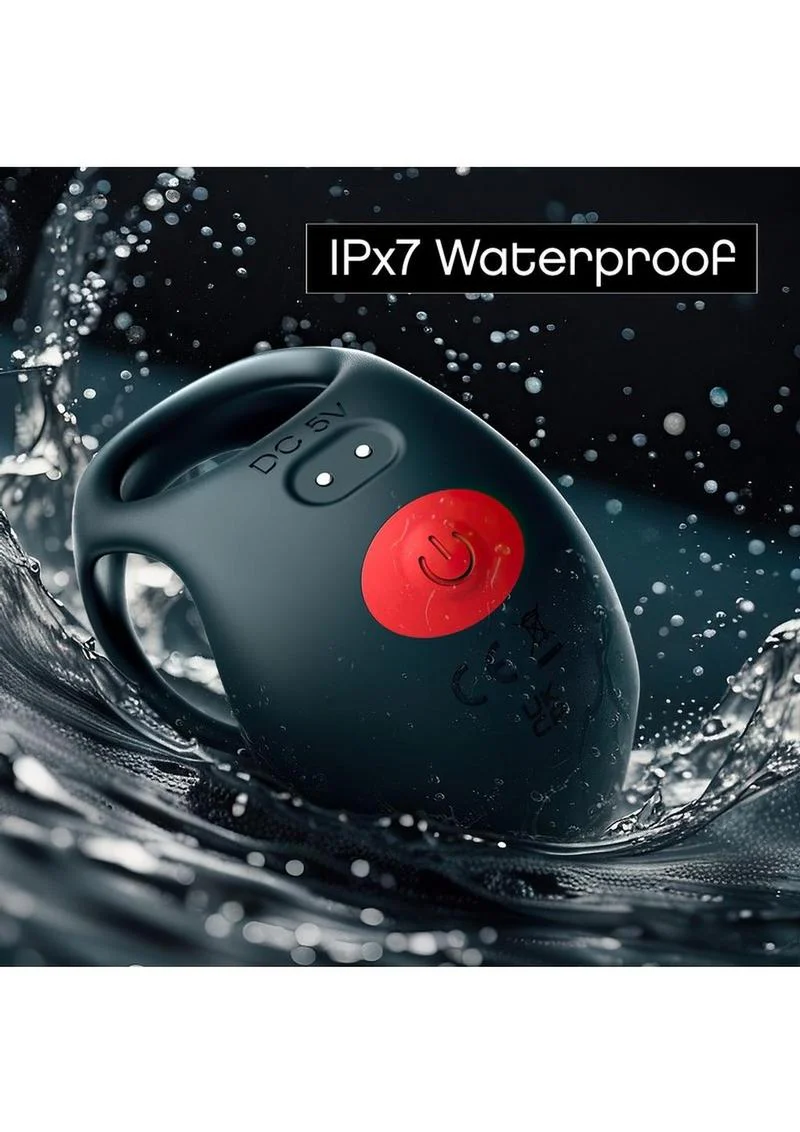 Red Dot Silicone Rechargeable Vibrating Cock Ring with Controller V3 - Image 4
