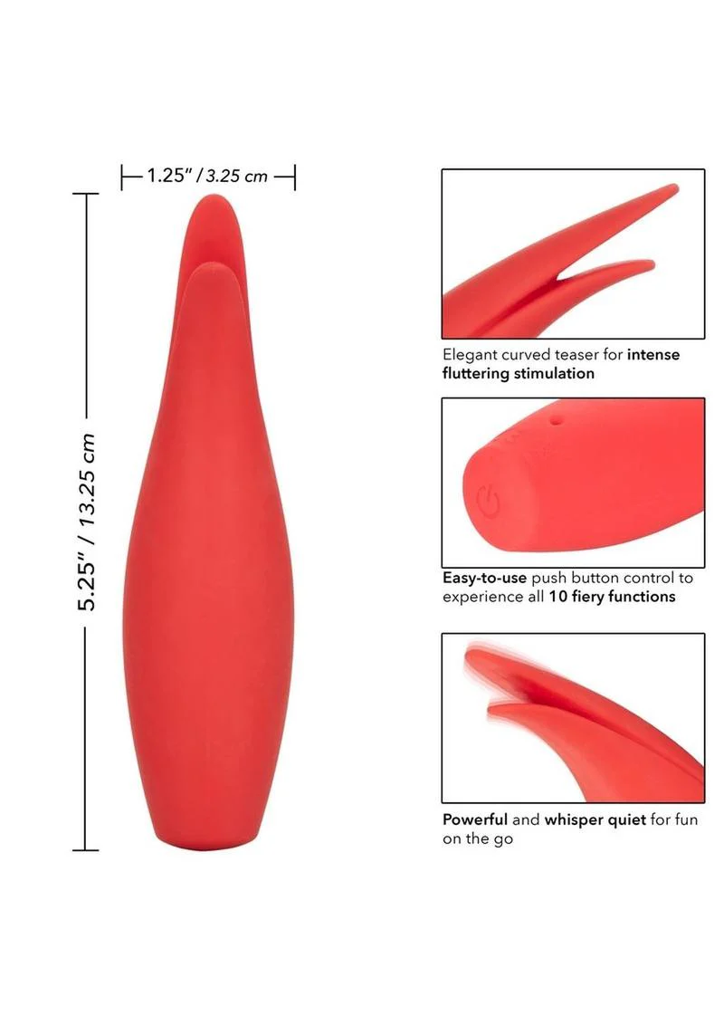 Red Hot Sizzle Rechargeable Silicone Vibrator with Clitoral Stimulation - Image 4