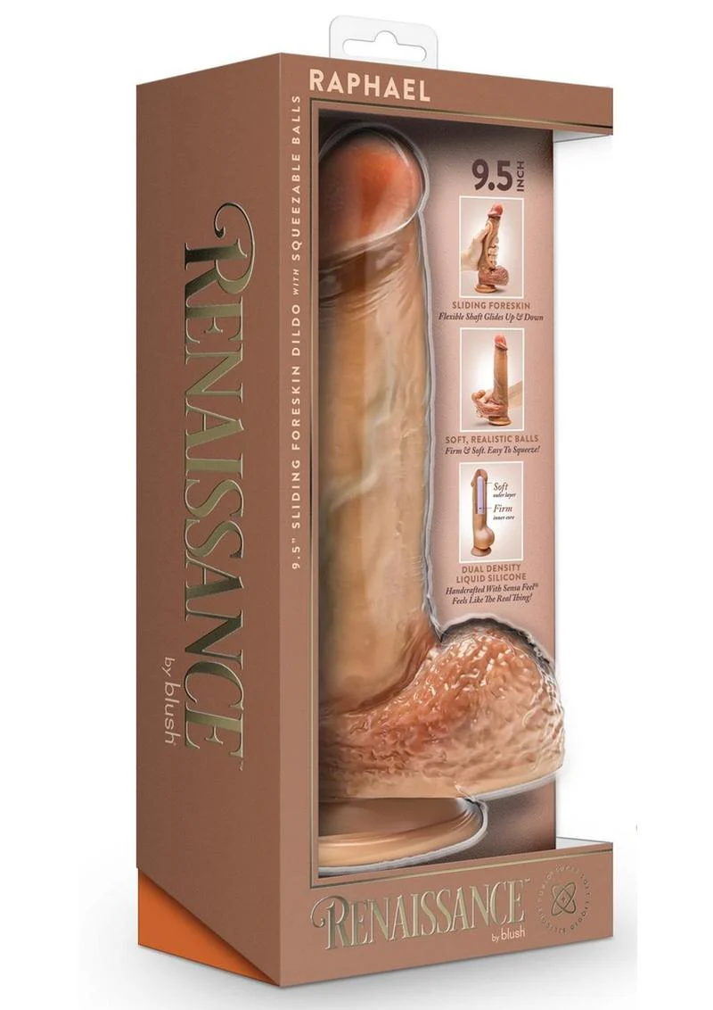 Renaissance Raphael Silicone Sliding Foreskin Dildo with Squeezable Balls - Image 2